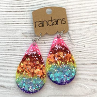 Handcrafted Glitter Earrings - Rainbow Ombre