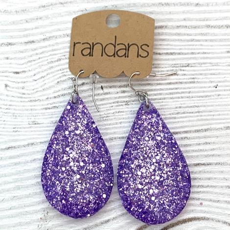 Handcrafted Glitter Earrings - Purple