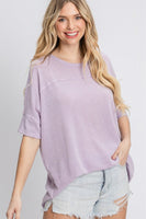 Lavender Short Sleeve Waffle Knit Tee