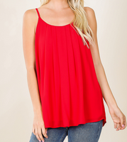 Spaghetti Strap Pleated Front Tank