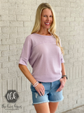 Lavender Short Sleeve Waffle Knit Tee